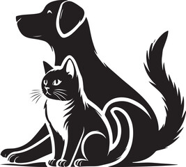 dog and cat love pose silhouette victor design.