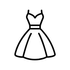 wedding dress icon, wedding dress line art - simple line art of wedding dress, perfect for wedding dress logos and icons