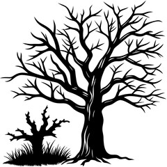 Halloween Horror Tree Silhouette vector set.