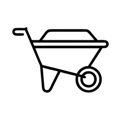 wheelbarrow icon, wheelbarrow line art - simple line art of wheelbarrow, perfect for wheelbarrow logos and icons