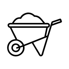 wheelbarrow icon, wheelbarrow line art - simple line art of wheelbarrow, perfect for wheelbarrow logos and icons