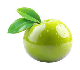 Fresh green olive with leaf food minimalist style close-up view nature concept for seo impact isolated on transparent background