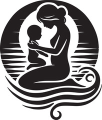 mother care her child silhouette victor design.