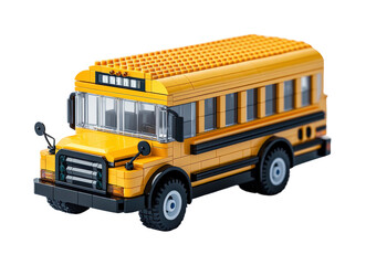 Colorful school bus model educational toy clear environment fun concept for kids isolated on transparent background