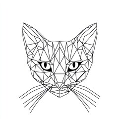 Fototapeta premium Geometric cat portrait, white background, art design, home decor