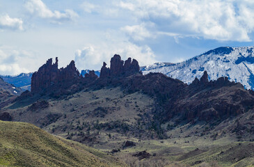 Snow in the mountains in spring in Montana, Mountain landscape, USA