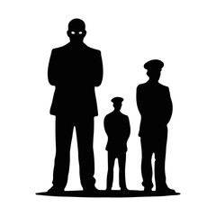 Silhouette of boss with officers
