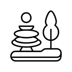 zen garden icon, zen garden line art - simple line art of zen garden, perfect for zen garden logos and icons