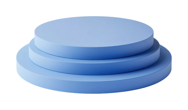 Minimalist blue circular platform with layers modern studio clean background artistic perspective contemporary design isolated on transparent background - Powered by Adobe