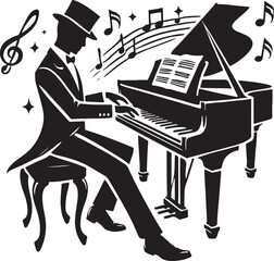 man playing piano silhouette victor .