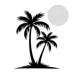 Palm tree silhouette vector image, and white background, vector eps file.