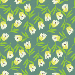 Beautiful seamless floral pattern with watercolor summer flowers. Stock illustration.