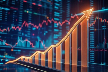 market chart with upward arrow