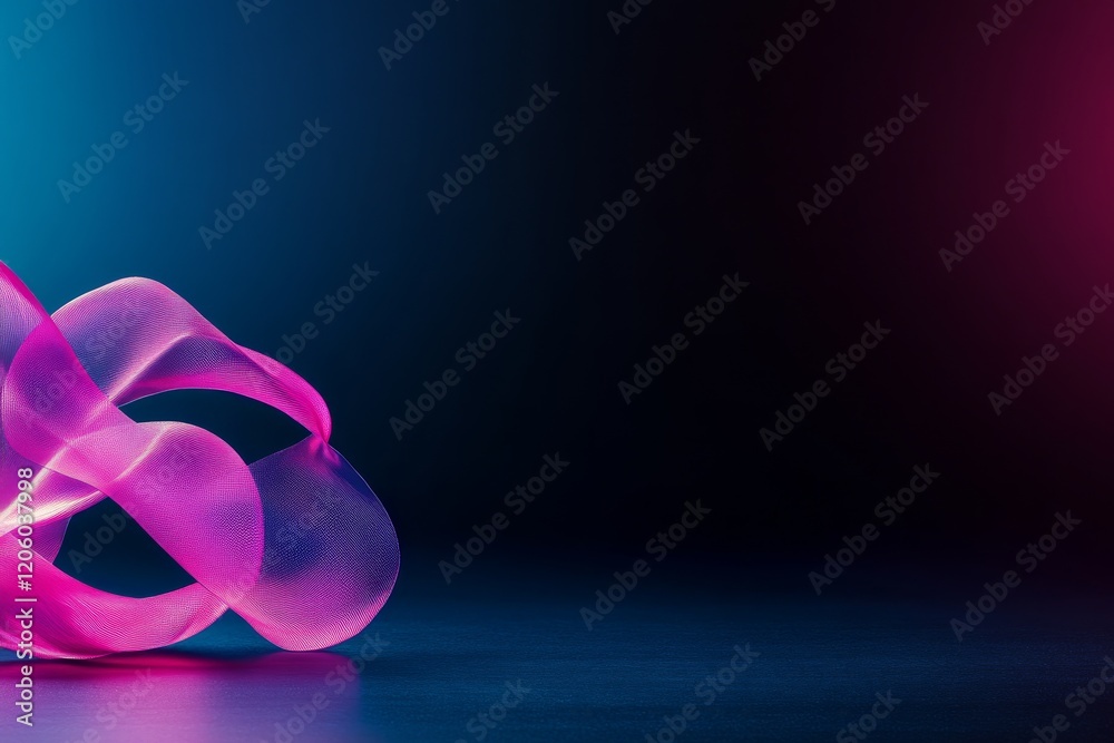 Leinwandbilder curving neon ribbons glow vividly on a pitch-black backdrop, evoking a sense of fluid motion and ene