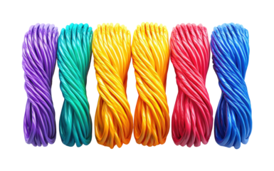 Vibrant display of colorful electrical cables studio setting high-quality minimalist environment close-up perspective artistic concept isolated on transparent background