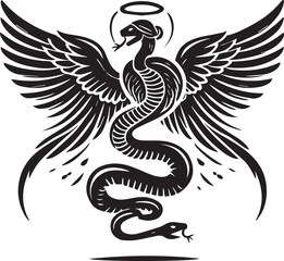 Fototapeta premium snake angel silhouette victor design.