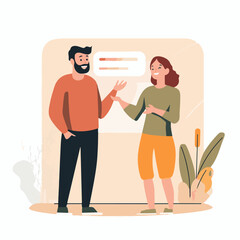 man and woman inviting gesture modern concept