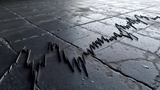 "A geometric line chart in a monochromatic color scheme, with soft shadows and high detail, placed on a textured concrete surface, ultra-HD, 8K."
