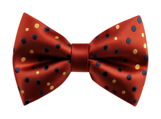 Elegant red bow tie with polka dots for formal events fashion accessories studio setting close-up view style concept isolated on transparent background