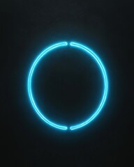 Glowing Blue Neon Circle Dark Background Abstract Design