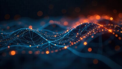 Abstract Digital Waveform with Glowing Particles and Dynamic Energy