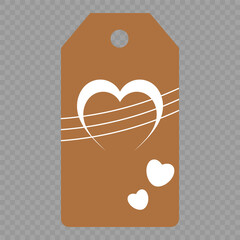Set of gift or price tags shapes with hearts and love. Realistic Cardboard label,tags,shopping gift card with string collection. Vector templates for cutting. Valentine's Day tag stencils.