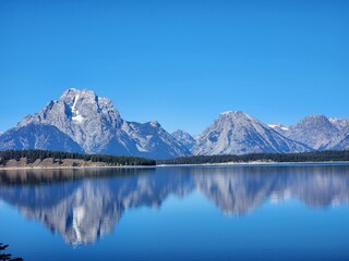 Naklejka premium lake reflection, in Wyoming, Grand Tetons, national Park