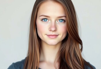 Naklejka premium Teenage girl portrait with neutral background and soft focus
