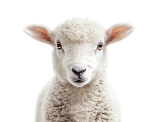 Closeup of a sheep animal studio setting front view natural beauty and texture isolated on transparent background