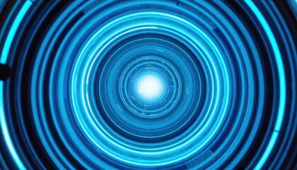 Obraz premium Abstract Futuristic Portal: Concentric Blue Circles Radiating Energy and Light