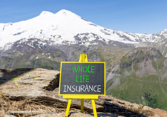 Whole life insurance symbol. Concept words Whole life insurance on beautiful black yellow...