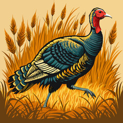 Vector illustration on a graphic tablet. Hand drawing. Silhouette of turkeys.  Hand drawn underwater element design. Artistic vector marine design element.