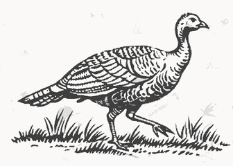 Vector illustration on a graphic tablet. Hand drawing. Silhouette of turkeys.  Hand drawn underwater element design. Artistic vector marine design element.