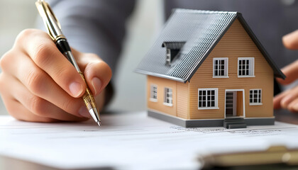 Realtor helping young clients sign a mortgage agreement, sealing their dream home AI Generated