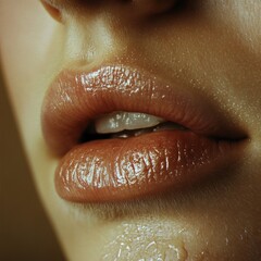 Fototapeta premium close-up photo of female lips, nourished, moisturized, beautiful lips