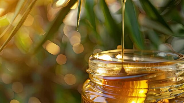 a drop of acacia essential oil. Selective focus
