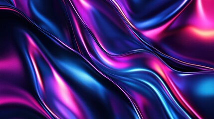 Obraz premium High-end modern background with metallic reflections, futuristic holographic elements, and vibrant neon accents, ideal for luxury and tech visuals 