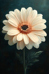 A Single Pale Gerbera Daisy on Dark Background