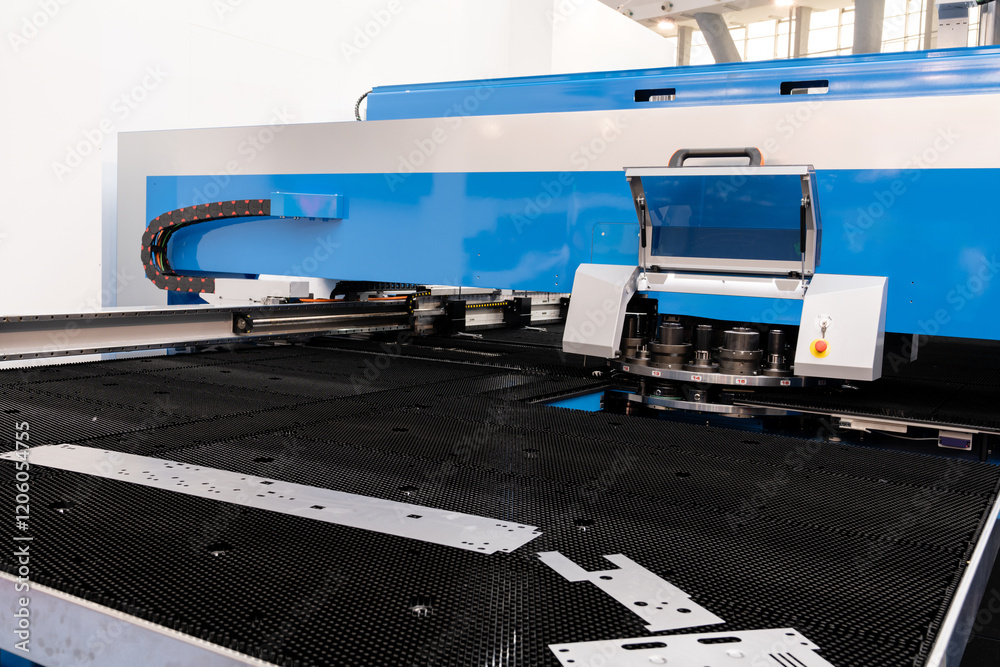 Aufkleber cnc mashine. motorized maneuverable tool is controlled by a computer. smart factory.