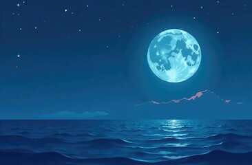 hills at night landscape flat design