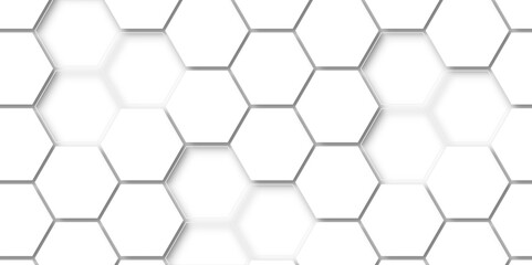 Abstract seamless honeycomb hexagon background. Geometric texture white gray pattern design.
