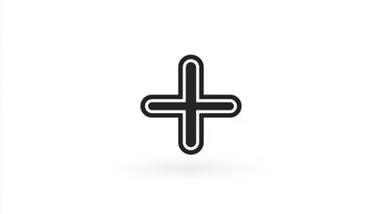 Obraz premium Minimalist Plus Sign Icon on a Clean White Background