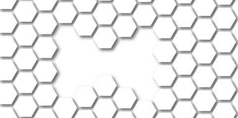Abstract seamless honeycomb hexagon background. Geometric texture white gray pattern design.
