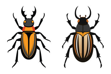 goliath beetle insect vector illustration set
