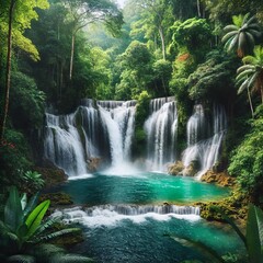 Majestic Waterfall in Jungle
