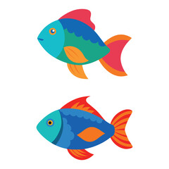 parrotfish vector illustration set