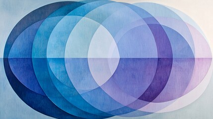 Obraz premium Abstract art with overlapping translucent circles in blue and purple hues.