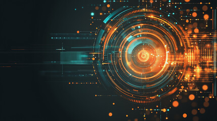 Fototapeta premium Abstract background with Colorful circle lines. Digital future technology . Abstract business connection of lines from nodes innovation of communication in the network.