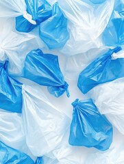Blue and White Plastic Bags Pile