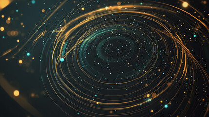 Obraz premium Abstract background with Colorful circle lines. Digital future technology . Abstract business connection of lines from nodes innovation of communication in the network.